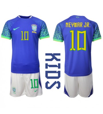 Brazylia Neymar Jr #10 Koszulka Wyjazdowych Dziecięca MŚ 2022 Krótki Rękaw (+ Krótkie spodenki)